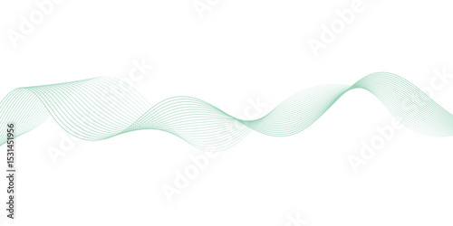 Abstract green lines on a white background. Modern technology wave design. Vector illustration.	
