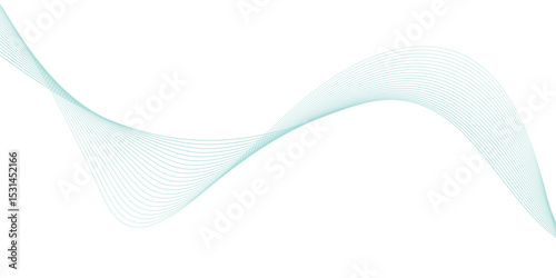 Abstract green lines on a white background. Modern technology wave design. Vector illustration.	