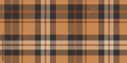 Seamless Orange and Black Plaid Pattern with Cream and Brown Accents in a Classic Checkered Design for Autumn Textiles and Decorative Backgrounds
