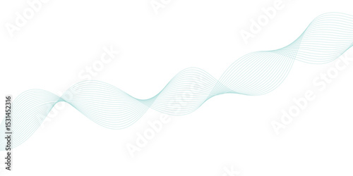 Abstract green lines on a white background. Modern technology wave design. Vector illustration.	