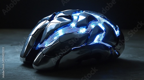 Smart bank shaped like a brain processing global transactions in light