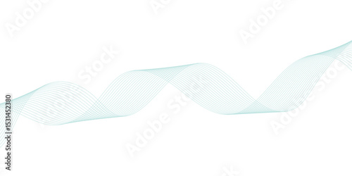 Abstract green lines on a white background. Modern technology wave design. Vector illustration.	