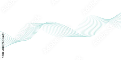 Abstract green lines on a white background. Modern technology wave design. Vector illustration.	