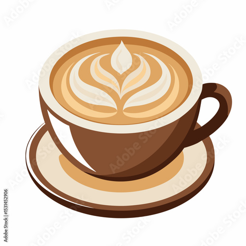 Steaming Cappuccino Coffee Cup Vector Illustration