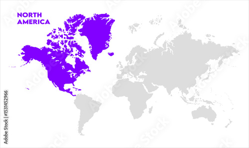 North America map-07, Map of North America, highlighted on the world map, North America on the world map, Satellite view, North America's location on the globe.