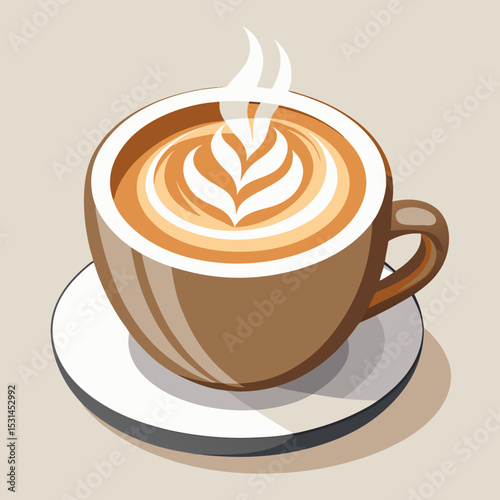 Steaming Cappuccino Coffee Cup Vector Illustration
