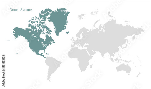 North America map-13, Map of North America, highlighted on the world map, North America on the world map, Satellite view, North America's location on the globe.