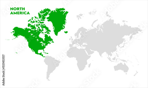 North America map-15, Map of North America, highlighted on the world map, North America on the world map, Satellite view, North America's location on the globe.