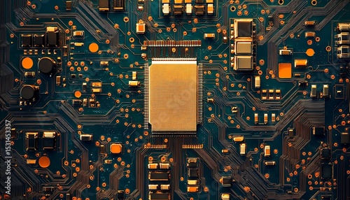 Electronic circuit board close-up. Technology and electronics background.