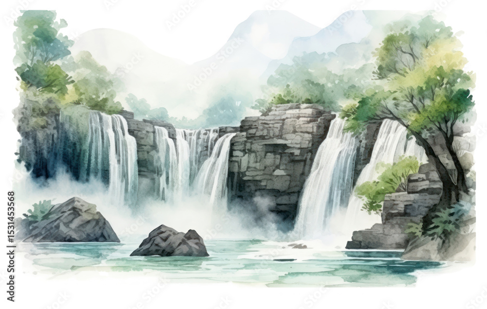 Naklejka premium PNG Waterfall landscape outdoors nature.