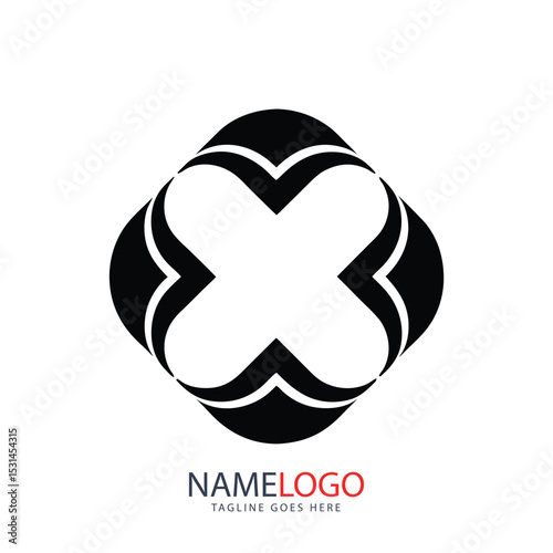 Abstract vector logo design with a heart symbol illustration for a Valentine's Day celebration concept