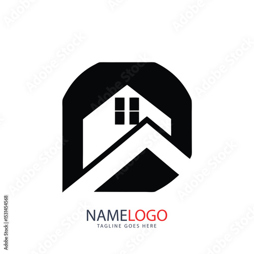 Modern real estate company logo with a residential house icon, symbolizing property business and architectural design