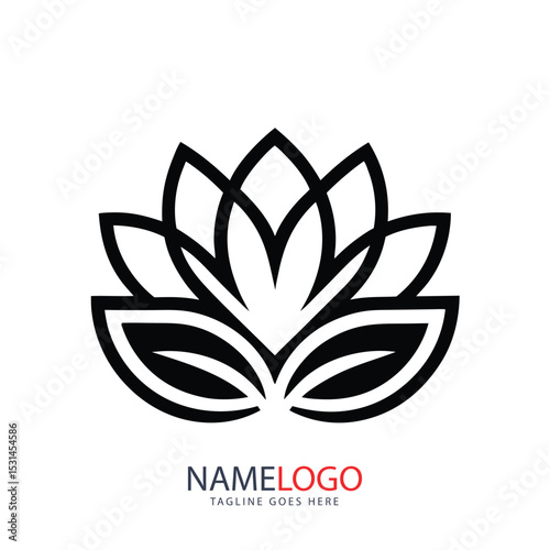 Abstract floral lotus logo design element vector illustration