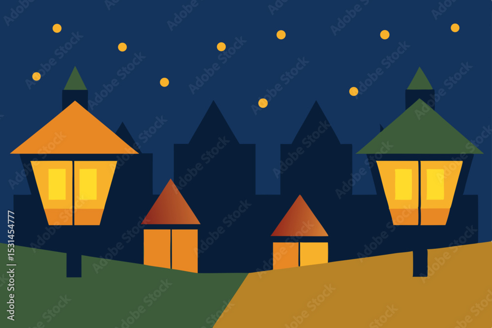 Obraz premium house in the night vector