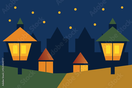 house in the night vector