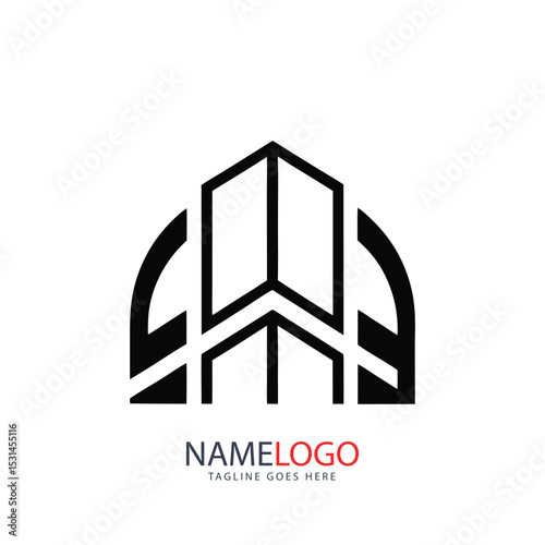 Abstract 3D cube real estate company logo design, a vector icon illustration of a blue hexagon house symbol