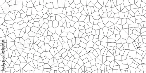 Stained-Glass Background with black lines and Voronoi diagram background. Broken Stained-Glass Geometric Retro Tiles Pattern. geometric shapes crystalize quartz seamless pattern vintage vector