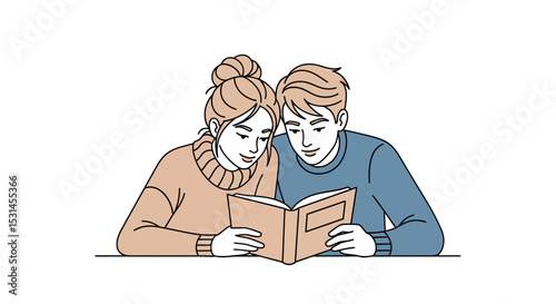 Couple Reading Together: A close-up, warm portrayal of a couple, absorbed in the shared experience of reading. The scene evokes feelings of closeness and connection.