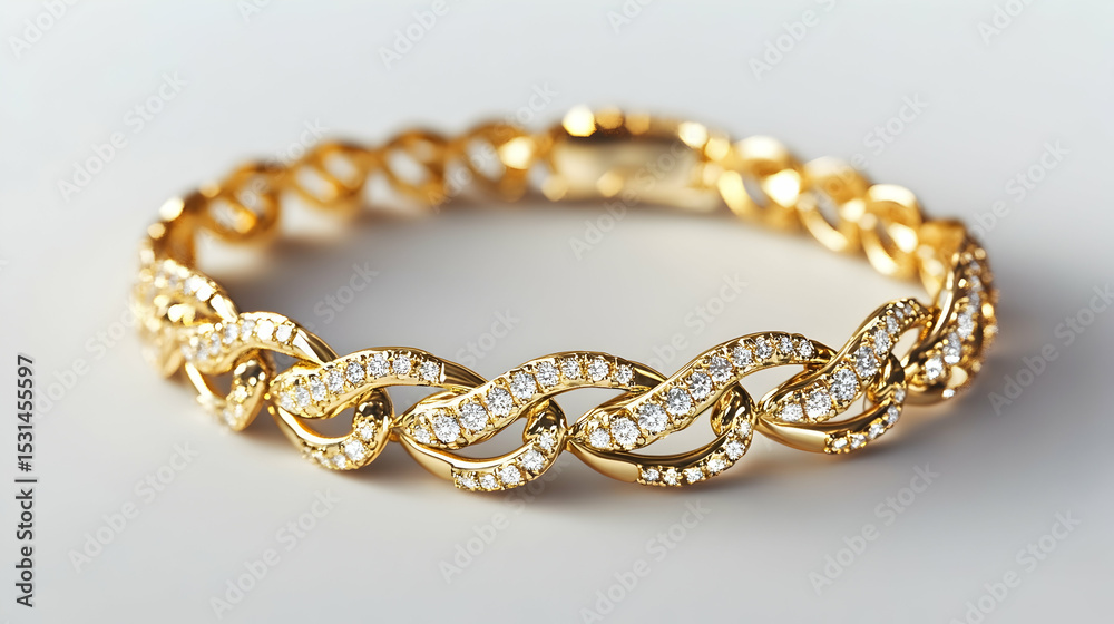 Shiny Gold Bracelet with Diamonds 0C1B1 Shiny Gold Bracelet with Diamonds 0C1B1