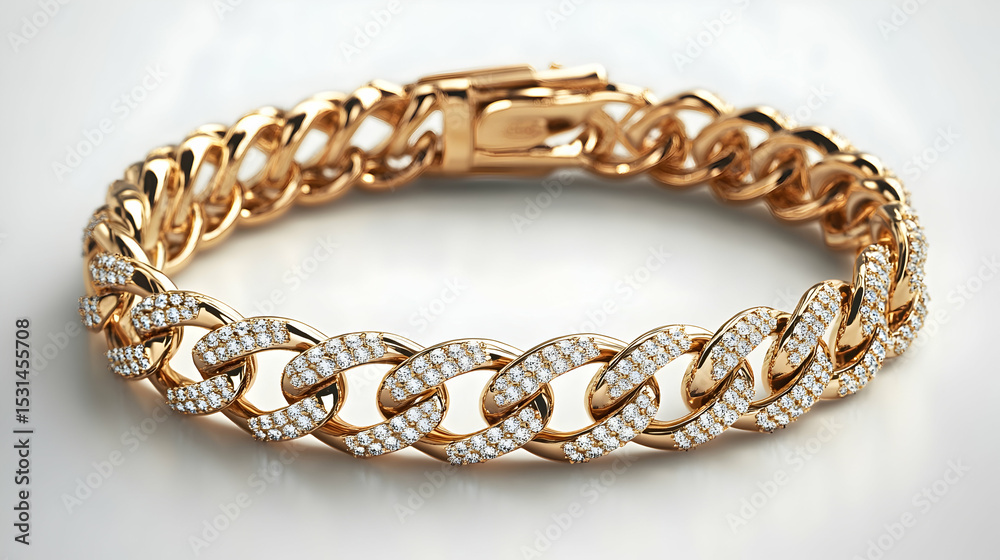 Shiny Gold Bracelet with Diamonds 3951F Shiny Gold Bracelet with Diamonds 3951F
