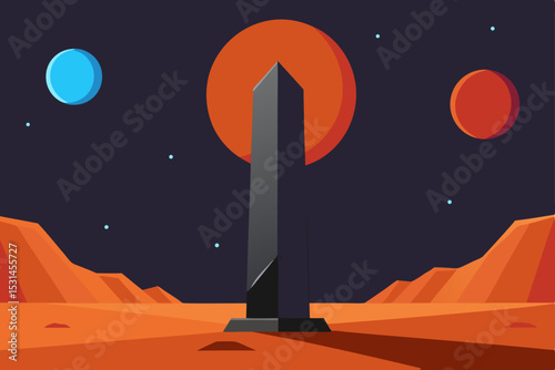 night landscape with moon and stars