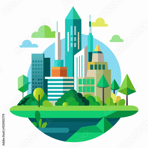 World Urbanism Day Minimalist Cityscape Vector