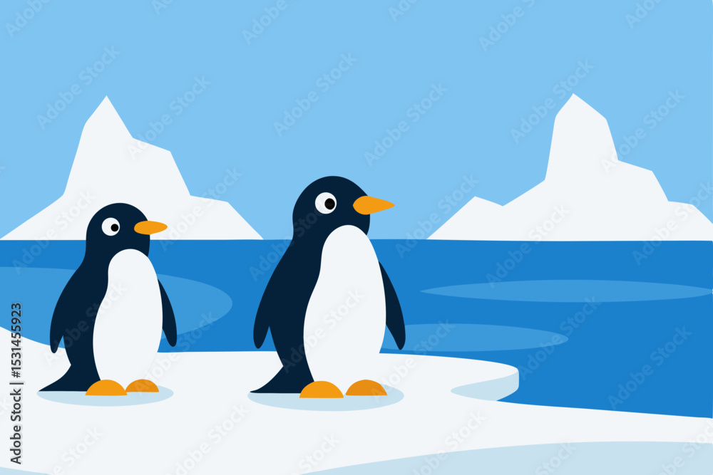 Obraz premium two penguins on the snow