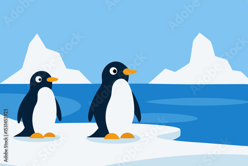 two penguins on the snow