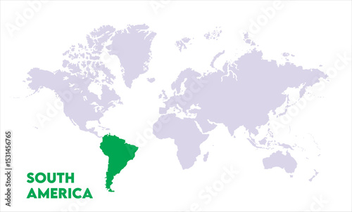South America highlighted on world map-08, Map of South America, highlighted on the world map, South America on the world map, Satellite view, South America's location on the globe.