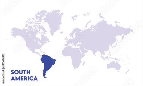 South America highlighted on world map-14, Map of South America, highlighted on the world map, South America on the world map, Satellite view, South America's location on the globe.