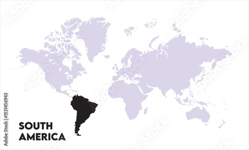 South America highlighted on world map-15, Map of South America, highlighted on the world map, South America on the world map, Satellite view, South America's location on the globe.