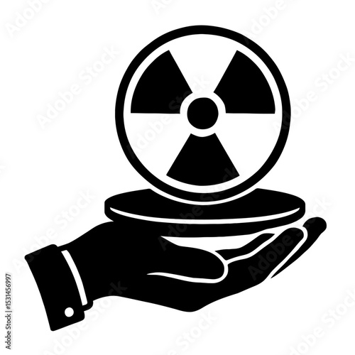 Black and White Hand Holding Radiation Symbol Warning Vector