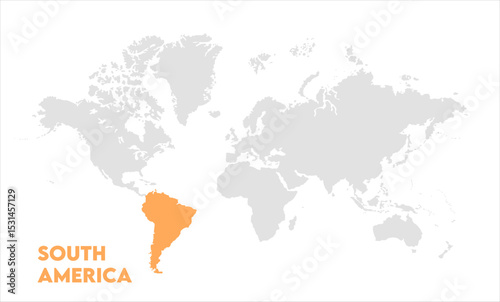 South America in world map-10, Map of South America, highlighted on the world map, South America on the world map, Satellite view, South America's location on the globe.