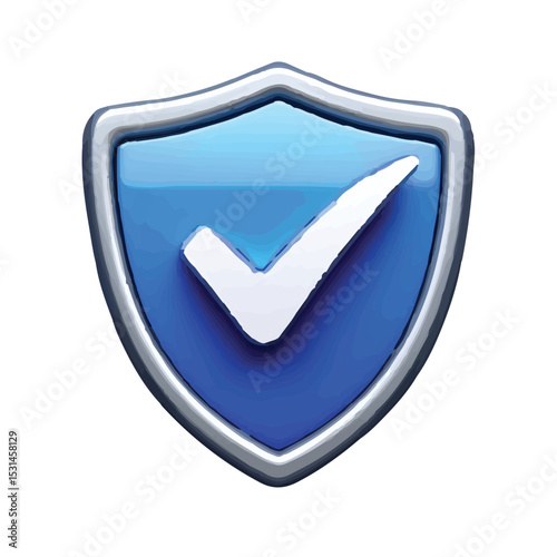 Secure Shield 3D Checkmark Icon Graphic