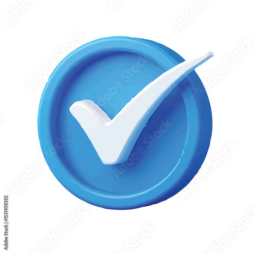 3D Render of a Blue Checkmark Icon Approval, Confirmation, and Success Symbol