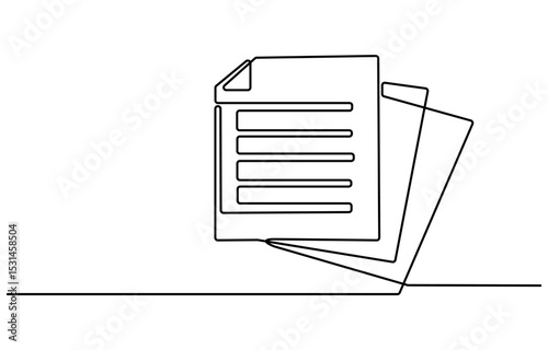 One continuous line vector drawing of a folder. Outline documents background icon. Saving securities vector icon. Vector illustration, continuous line drawing document paper, File Verification
