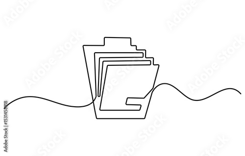 One continuous line vector drawing of a folder. Outline documents background icon. Saving securities vector icon. Vector illustration, continuous line drawing document paper, File Verification