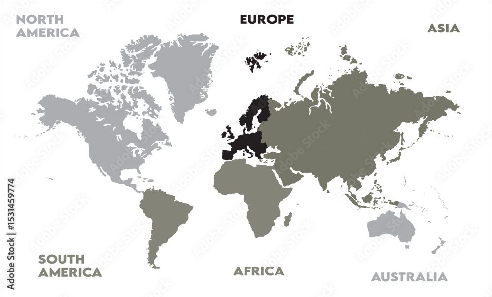 Naklejka premium Abstract map-14, modern world map graphic, Countries Silhouettes Stock Illustrations, Vectors
