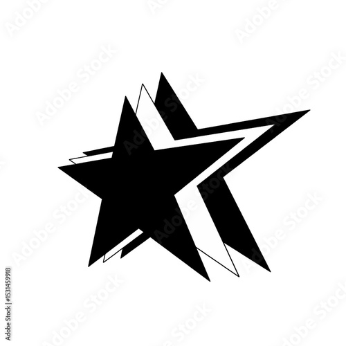 Abstract Black and White Star Design Simple Geometric Star Illustration
