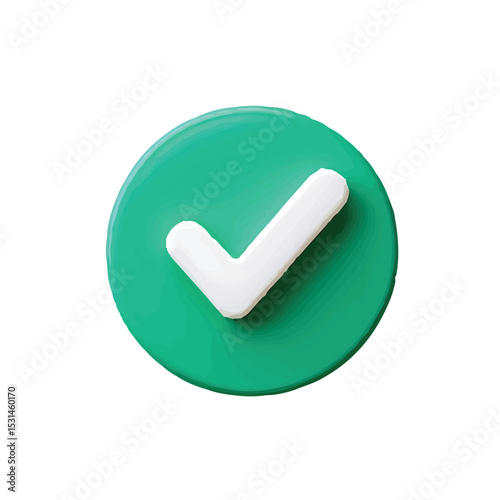 Green Circle Check Mark Icon 3D Render