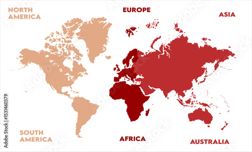 Atlas-15, modern world map graphic, Countries Silhouettes Stock Illustrations, Vectors