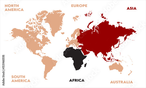 Atlas-13, modern world map graphic, Countries Silhouettes Stock Illustrations, Vectors