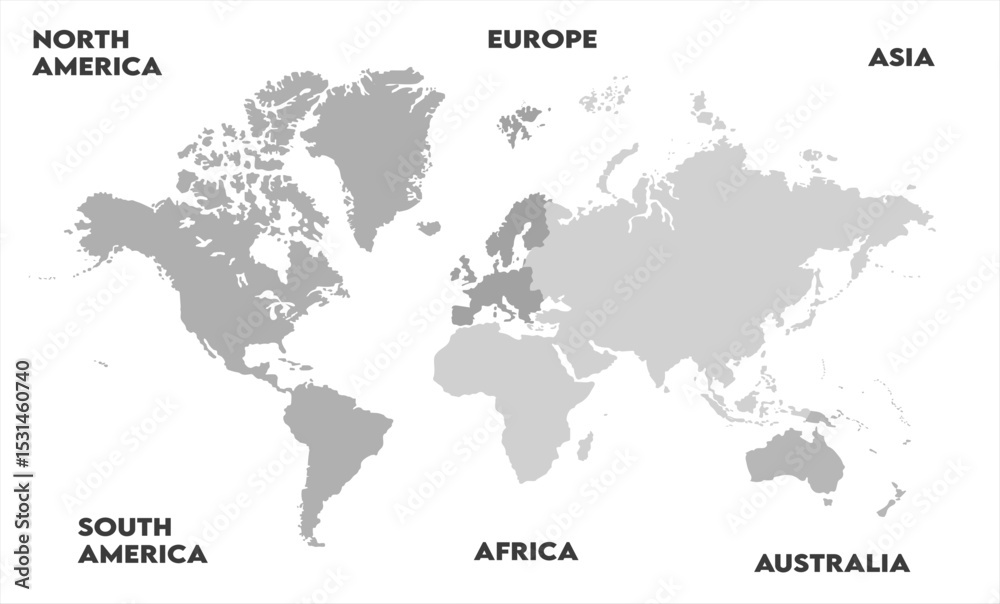 Naklejka premium Country borders map-08, modern world map graphic, Countries Silhouettes Stock Illustrations, Vectors