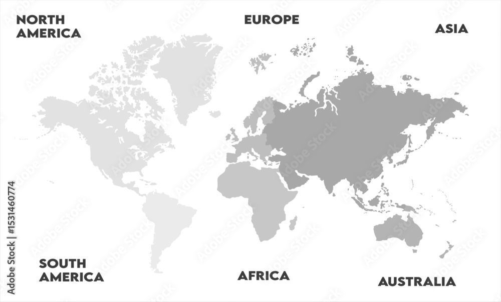 Naklejka premium Country borders map-10, modern world map graphic, Countries Silhouettes Stock Illustrations, Vectors