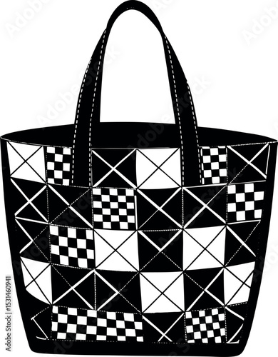 Patchwork Design Tote Bag Shallotte On White Background