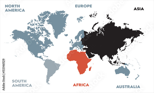 Economic map-10, modern world map graphic, Countries Silhouettes Stock Illustrations, Vectors