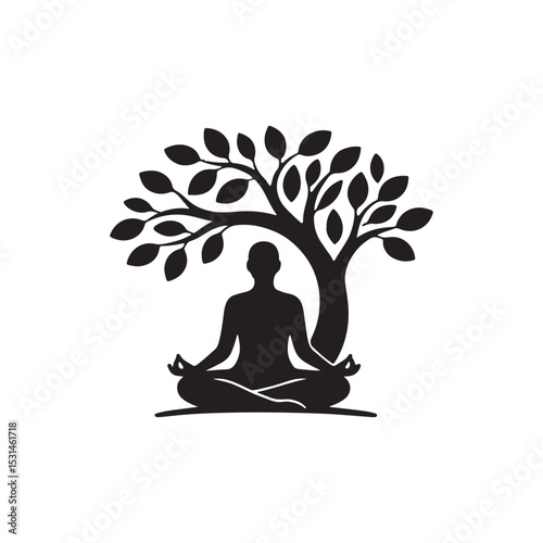 silhouette of buddha yoga vector