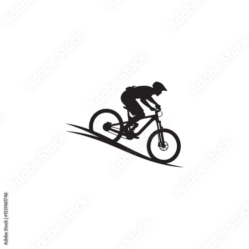 silhouette of a man riding a bike logo vector
