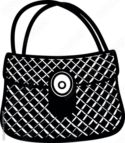 Woven Shoulder Bag With Button Closure Shallotte On White Background