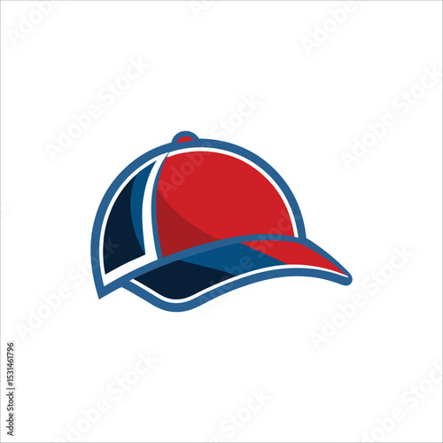 Modern Red and Blue Baseball Cap Vector Illustration
